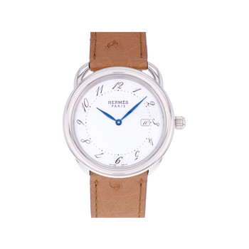 Tweedehands horloge HERMES Arceau mixte quartz armband cuir cresus