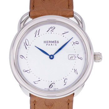 Tweedehands horloge HERMES Arceau mixte quartz armband cuir cresus