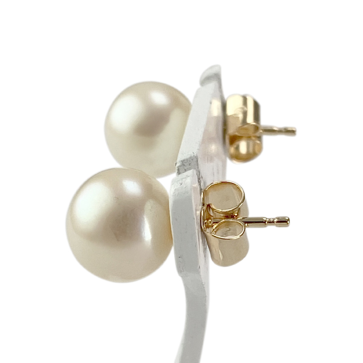 Boucles d'oreilles clous d'occasion or 750 jaune perles de culture - vue 2