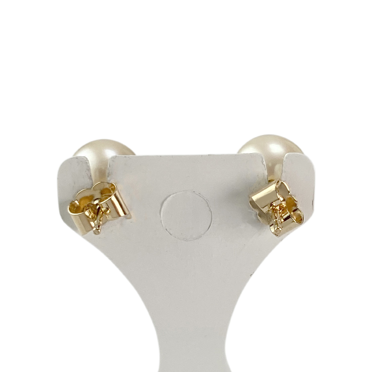 Boucles d'oreilles clous d'occasion or 750 jaune perles de culture - vue 3