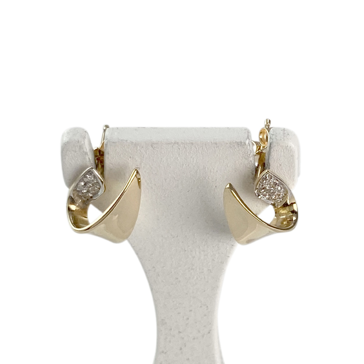 Boucles d'oreilles clous d'occasion or 750 2 tons diamants