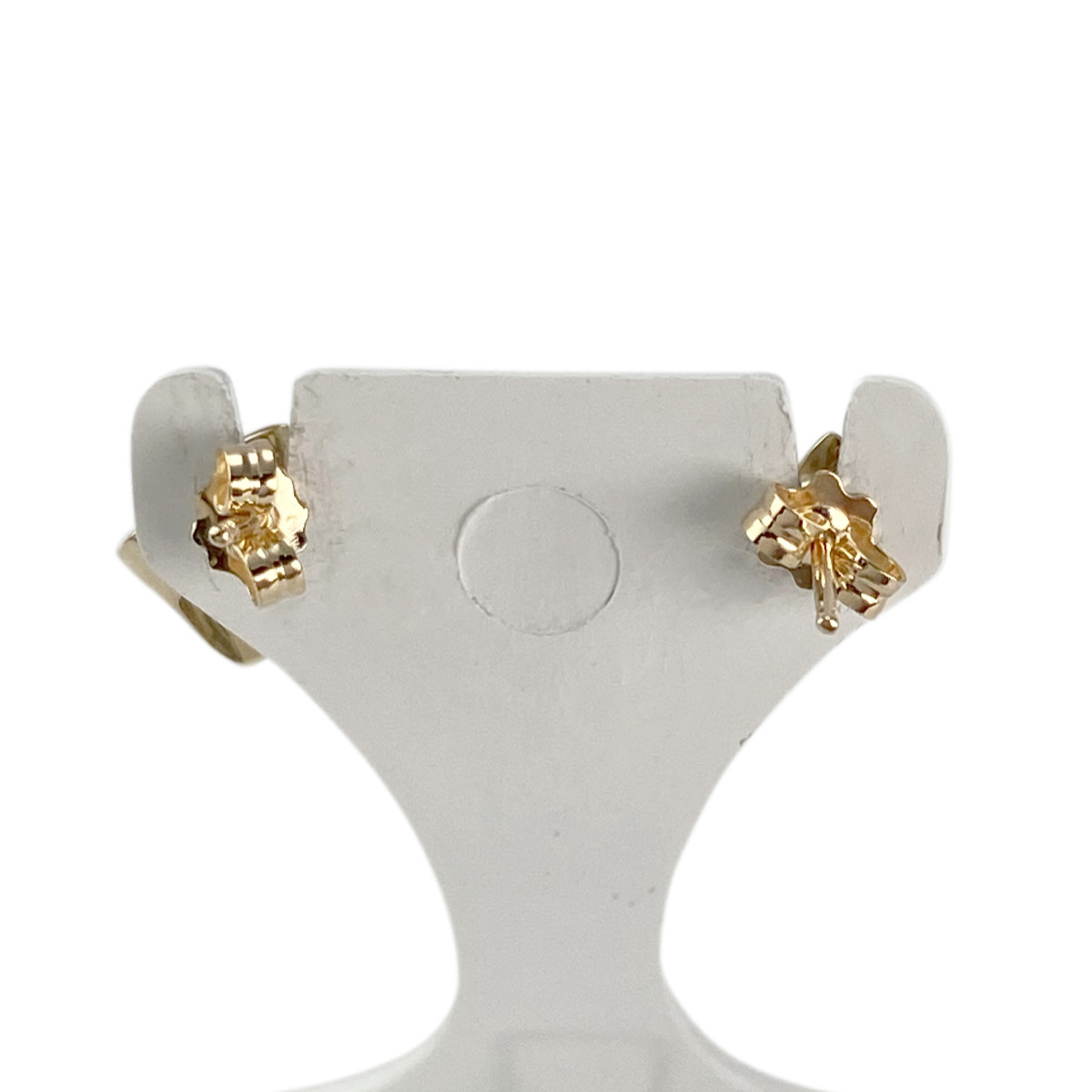Boucles d'oreilles clous d'occasion or 750 2 tons diamants - vue 3