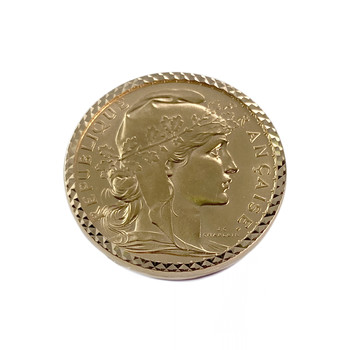 Bague d'occasion or 750 jaune porte pièce 'République Française 20 francs 1911'