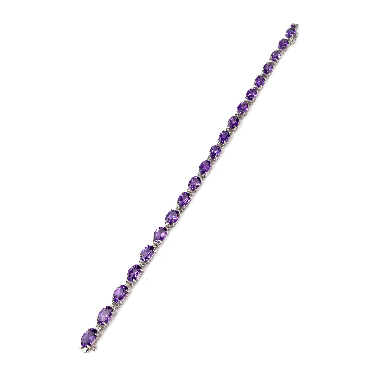 Bracelet d'occasion or 750 blanc maille fantaisie améthyste 18,5 cm - vue 2