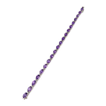 Bracelet d'occasion or 750 blanc maille fantaisie améthyste 18,5 cm