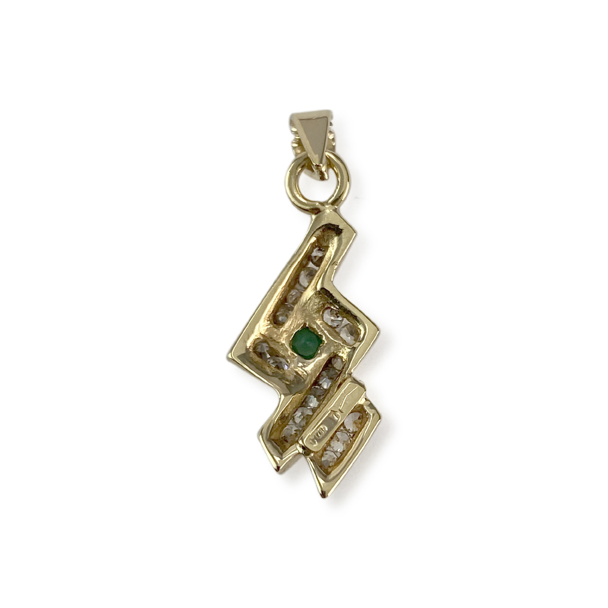 Pendentif d'occasion or 750 jaune agate verte teintée zirconias - vue 2