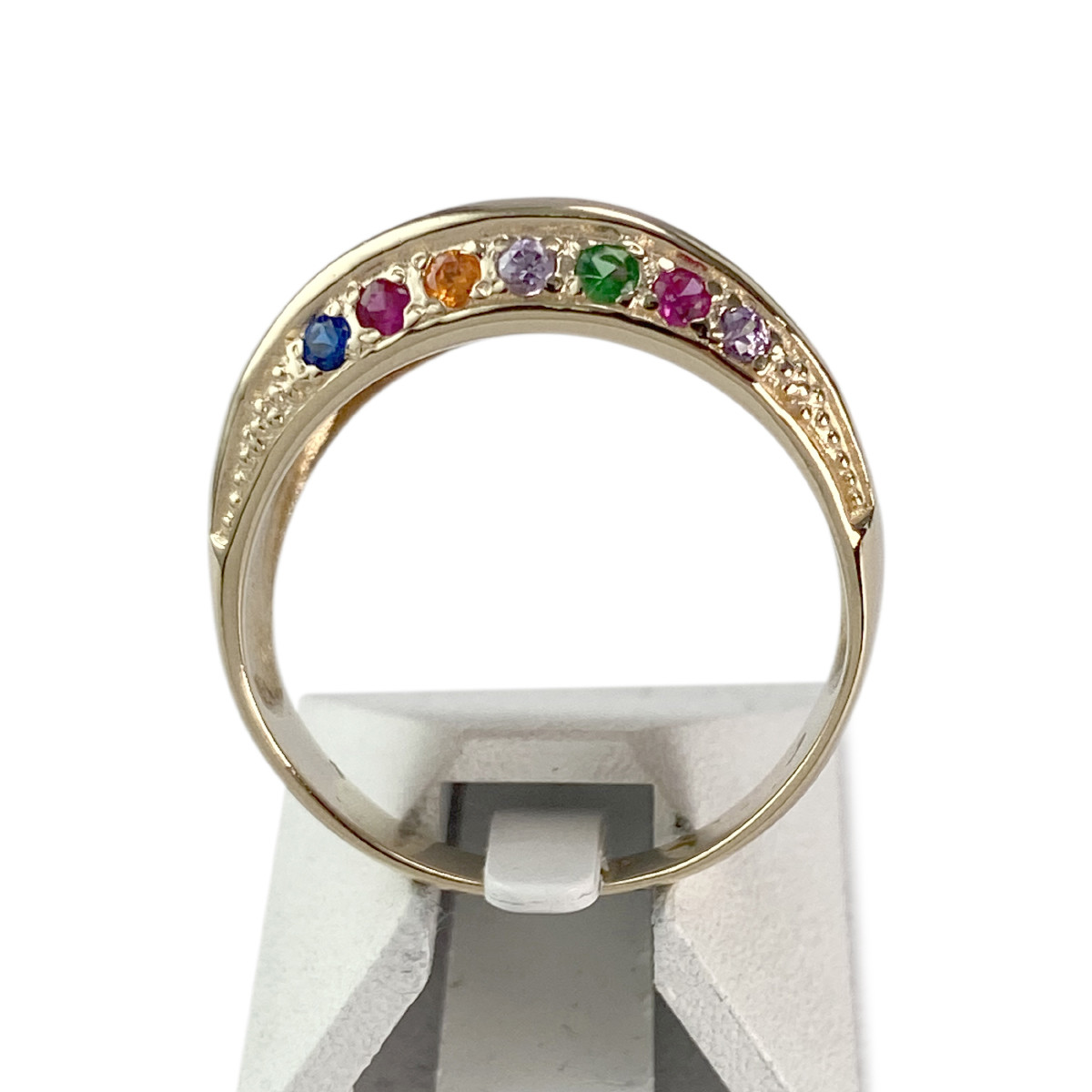 Bague d'occasion or 585 jaune pierres synthétiques - vue 3