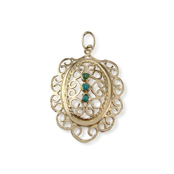 Pendentif d'occasion or 750 jaune turquoises reconstituées