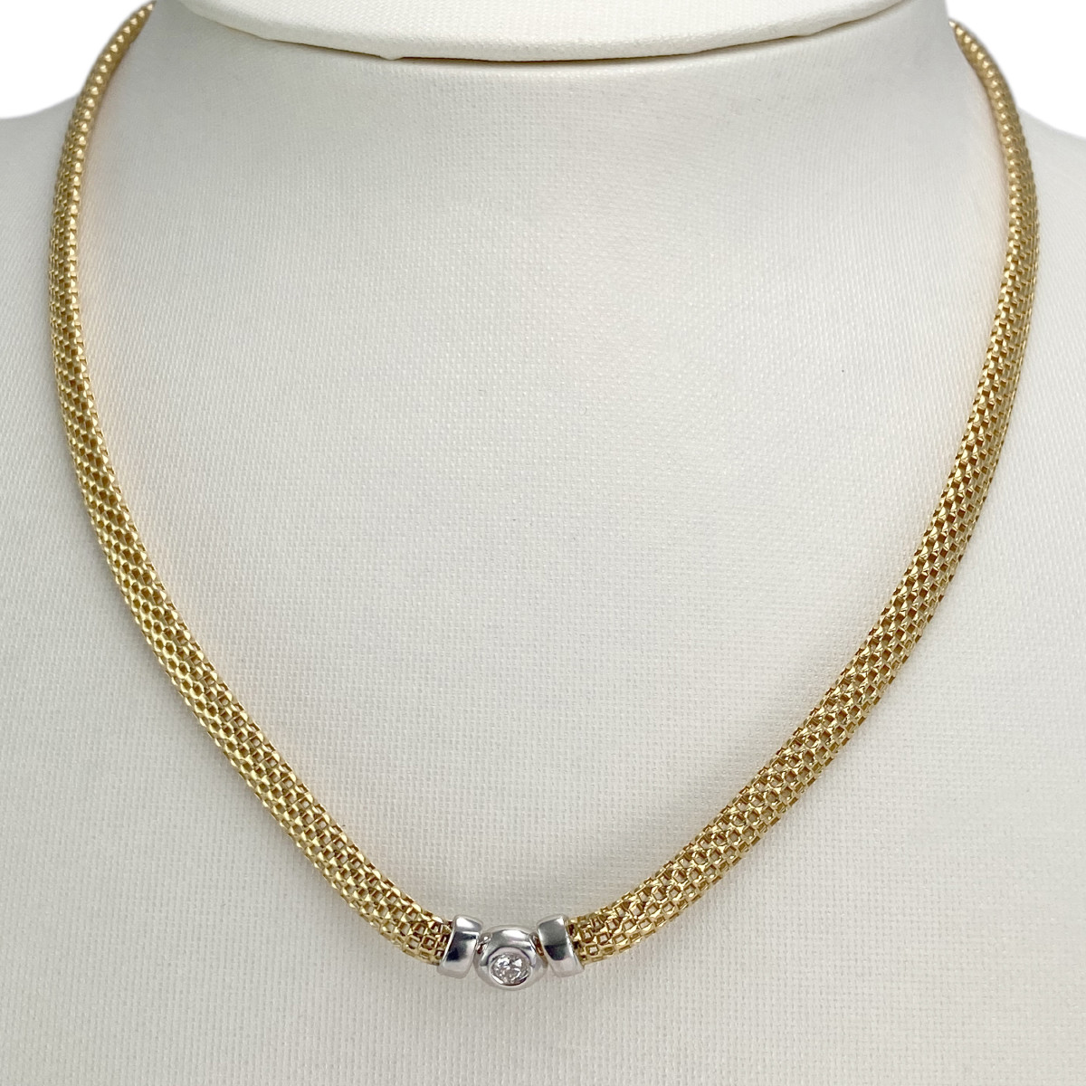 Collier d'occasion 2 ors 750 diamant 43 cm - vue 2