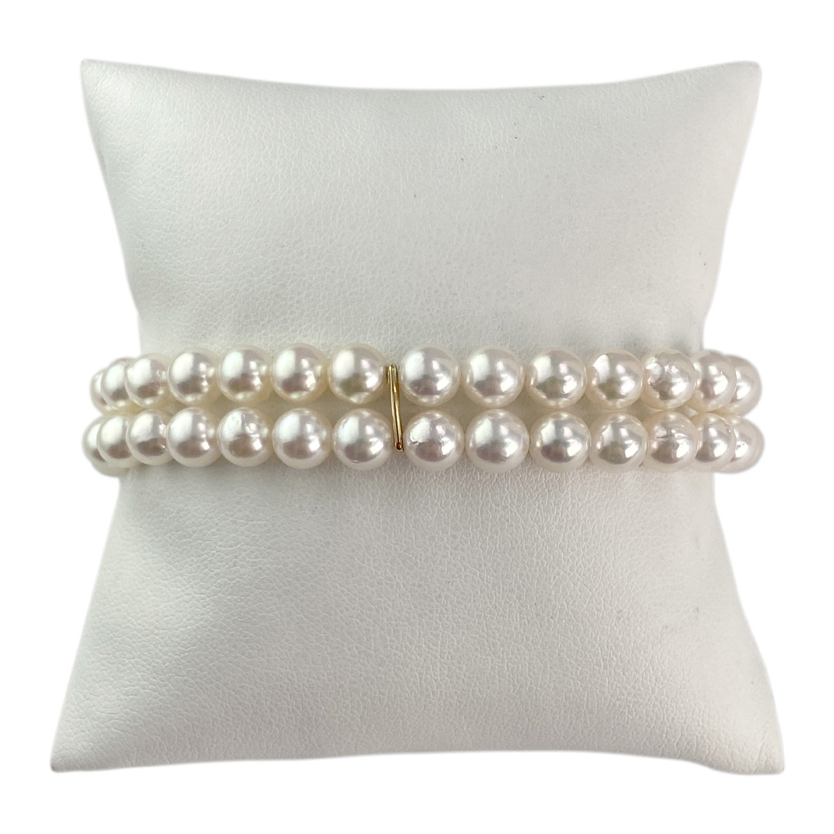 Bracelet d'occasion or 750 jaune double rang perles de culture du Japon 18 cm