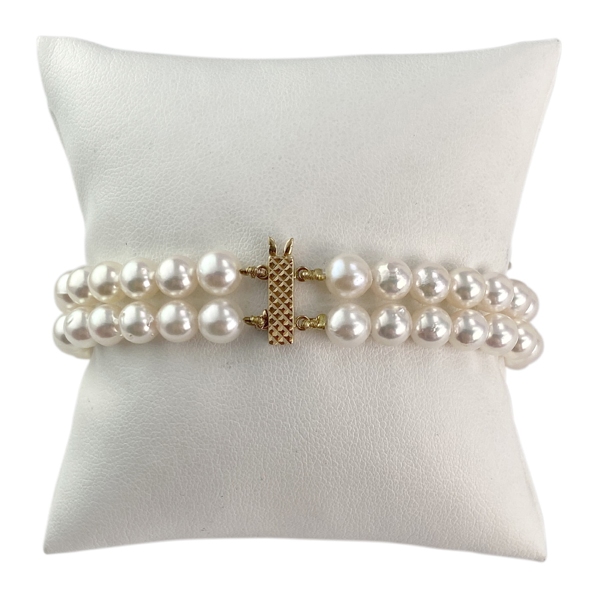 Bracelet d'occasion or 750 jaune double rang perles de culture du Japon 18 cm - vue 2