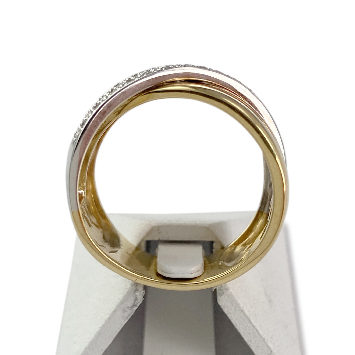Bague d'occasion 3 ors 750 anneaux croisés diamants - vue 3