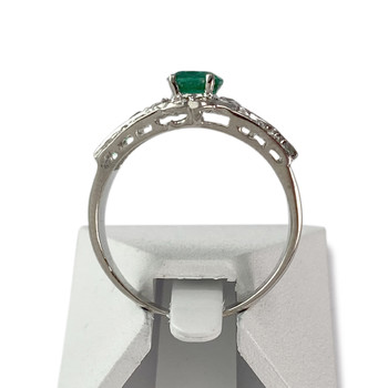 Bague d'occasion or 750 blanc emeraude diamant