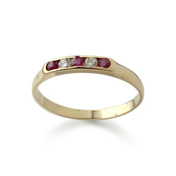 Bague d'occasion or 750 jaune rubis diamant