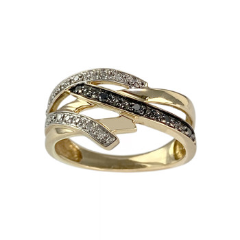 Second-hand gold ring 750 yellow diamond black diamond