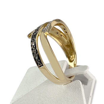 Second-hand gold ring 750 yellow diamond black diamond
