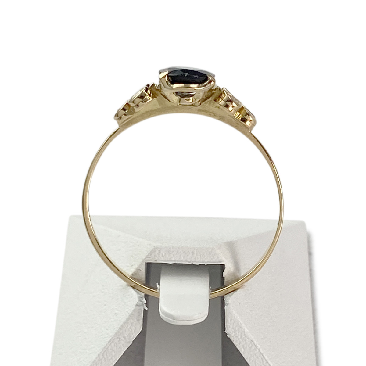Bague d'occasion or 750 jaune saphir diamant - vue 3