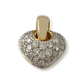 Pendentif coeur d'occasion or 750 jaune diamant