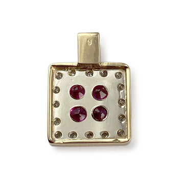 Second-hand pendant in 750 yellow gold with ruby diamonds