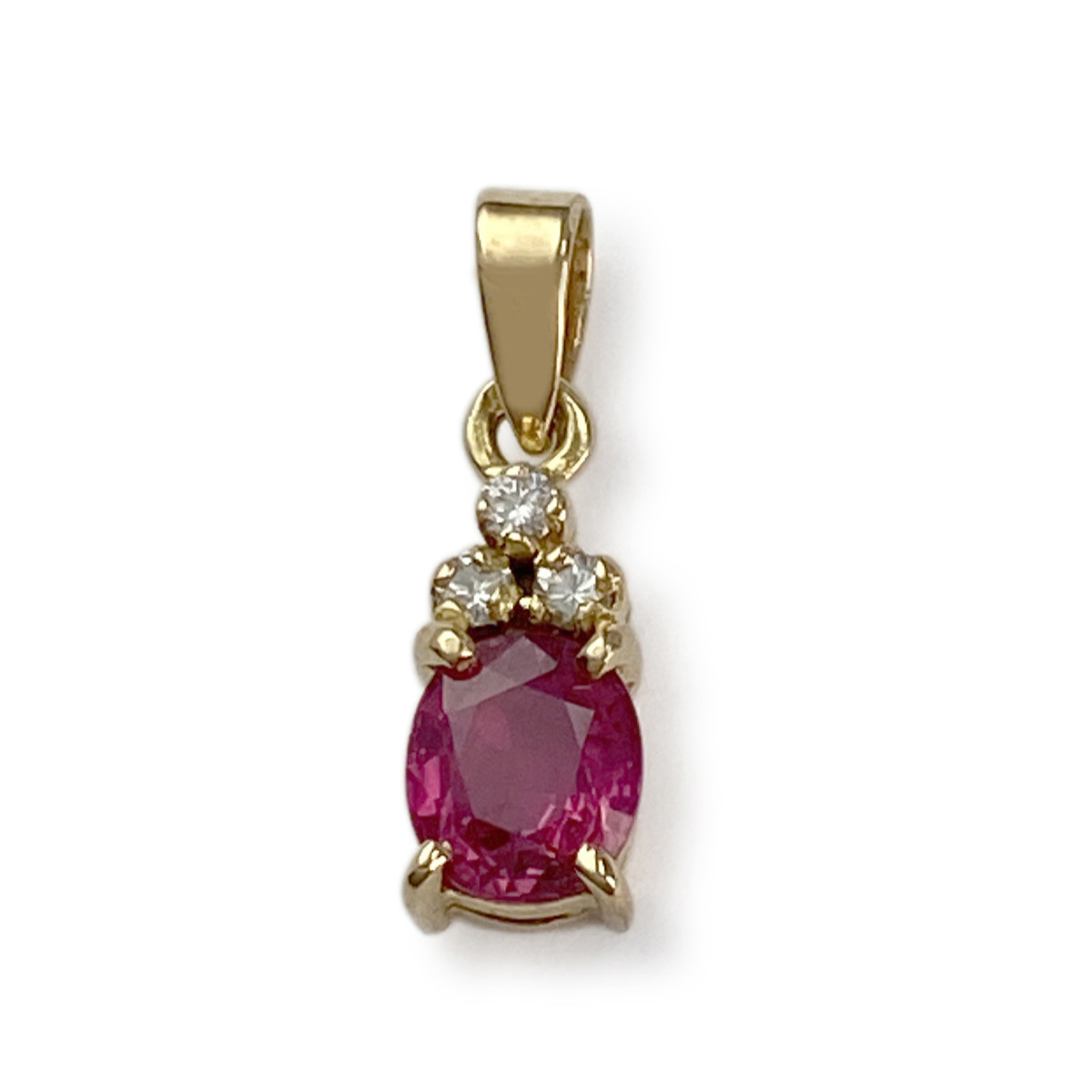 Pendentif d'occasion or 750 jaune diamant rubis