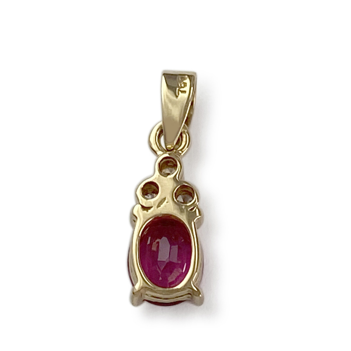 Pendentif d'occasion or 750 jaune diamant rubis - vue 2