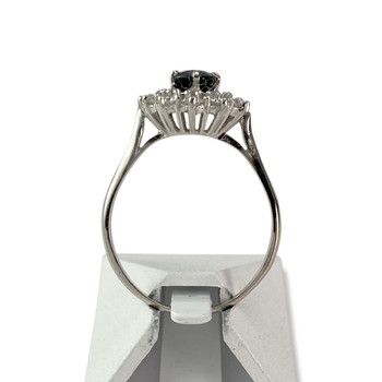 Bague d'occasion or 750 blanc saphir diamant