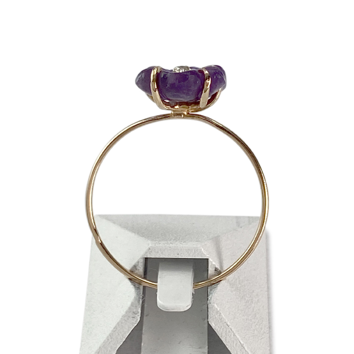 Bague d'occasion or 750 jaune fleur amethyste diamant - vue 3