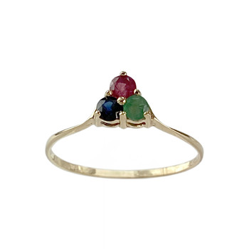 Bague d'occasion or 750 jaune rubis saphir emeraude