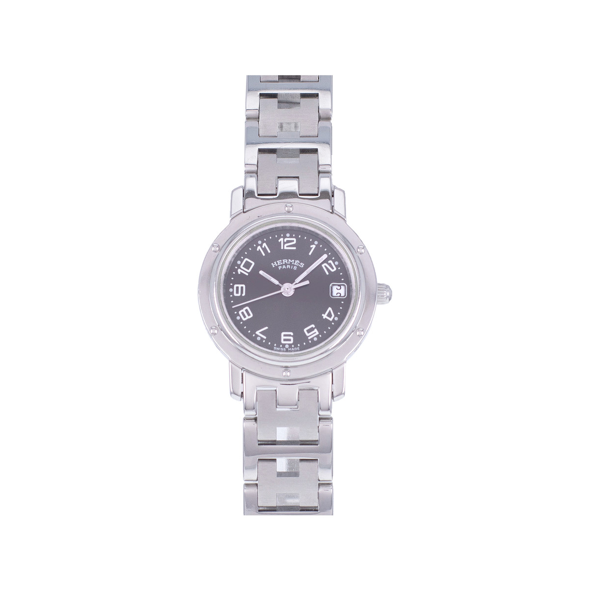 HERMES Clipper dameshorloge secondewijzer kwarts stalen armband