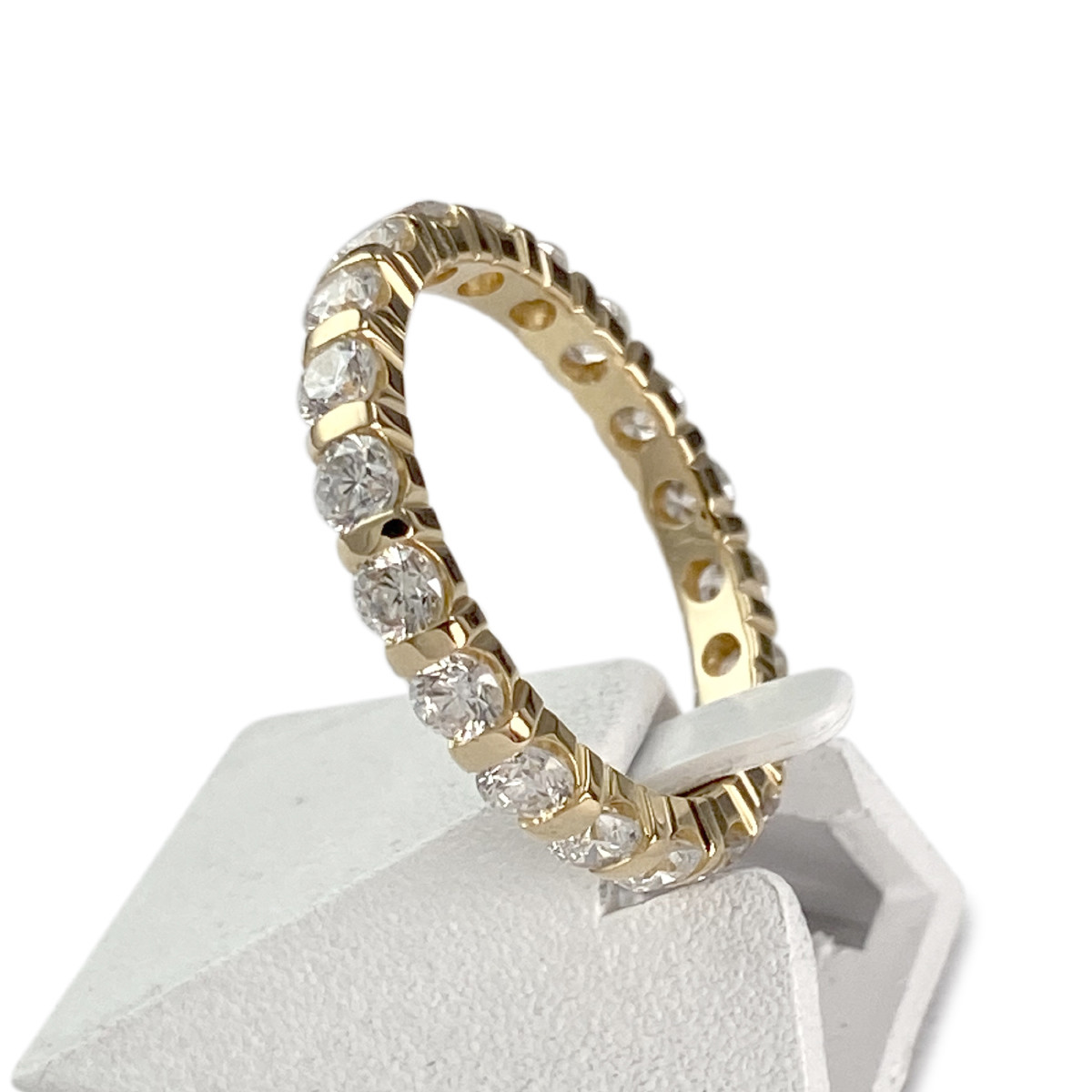 Bague d'occasion or 750 jaune tour complet diamants - vue 2