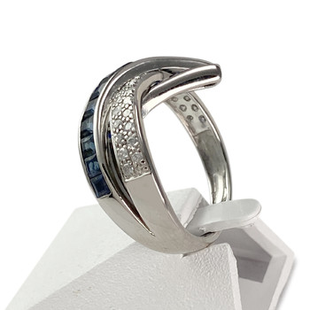 Bague d'occasion or 750 blanc diamants saphirs