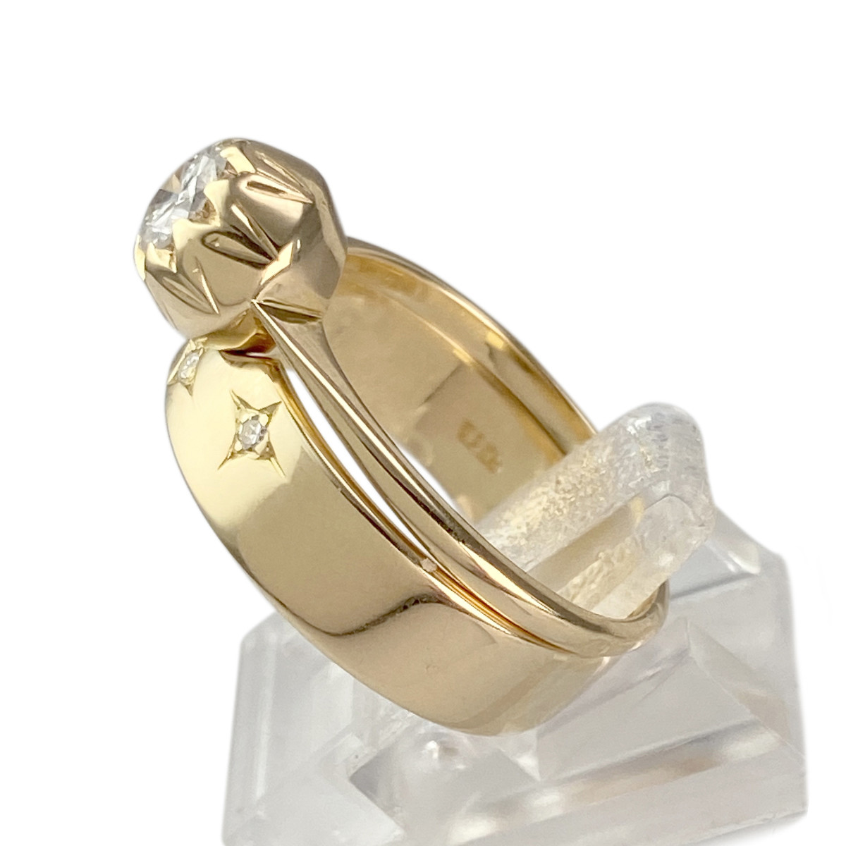 Duo bague d'occasion or 750 jaune diamants - vue 2