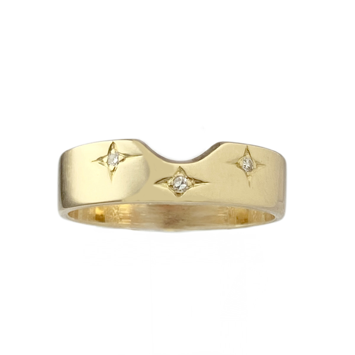Duo bague d'occasion or 750 jaune diamants - vue 4