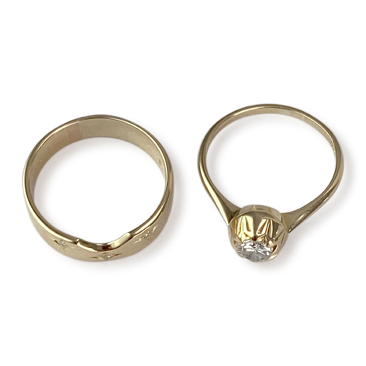 Duo bague d'occasion or 750 jaune diamants - vue 6