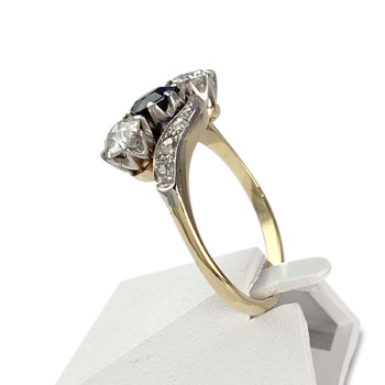 Bague d'occasion 750 2 ors diamants saphir