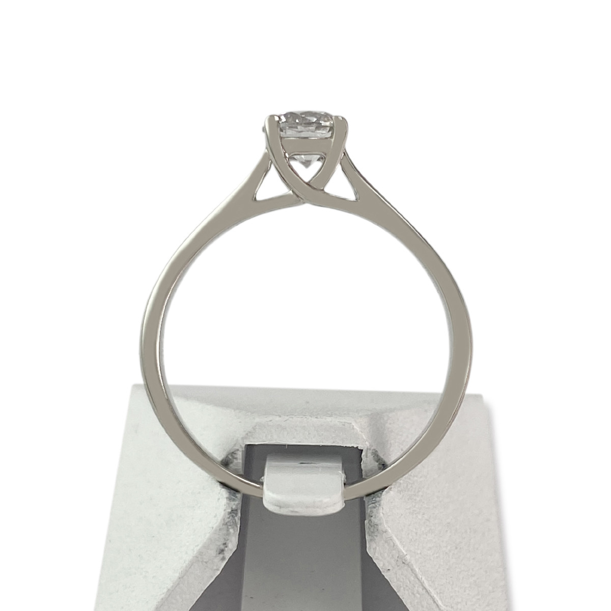 Solitaire d'occasion or 750 blanc diamant synthétique - vue 3