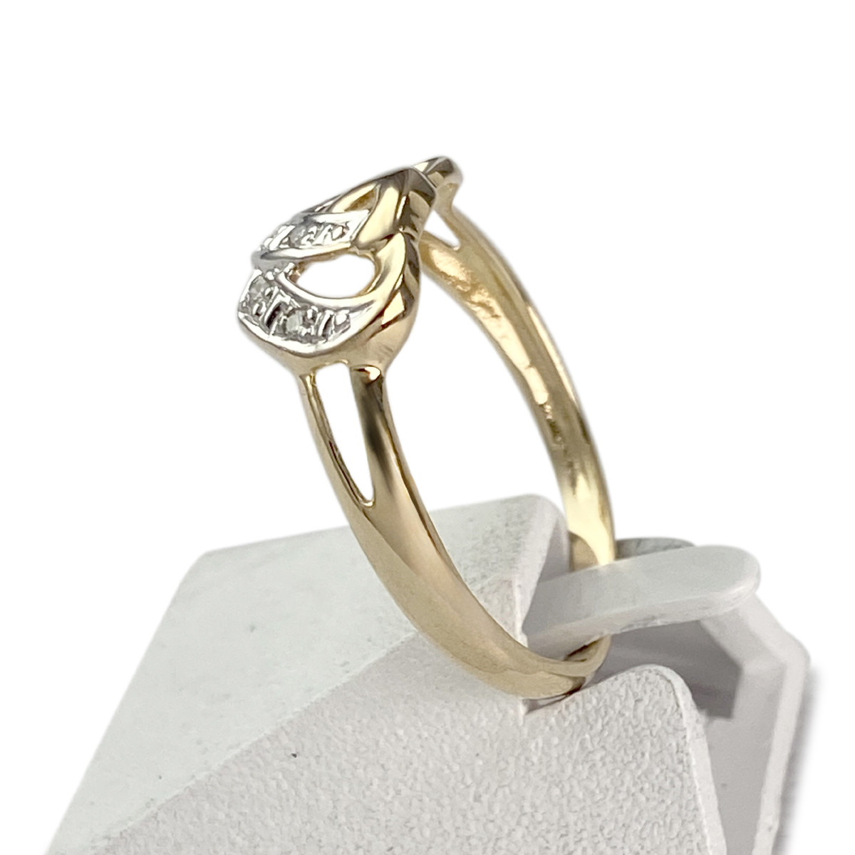 Bague d'occasion or 750 jaune coeur diamants - vue 2