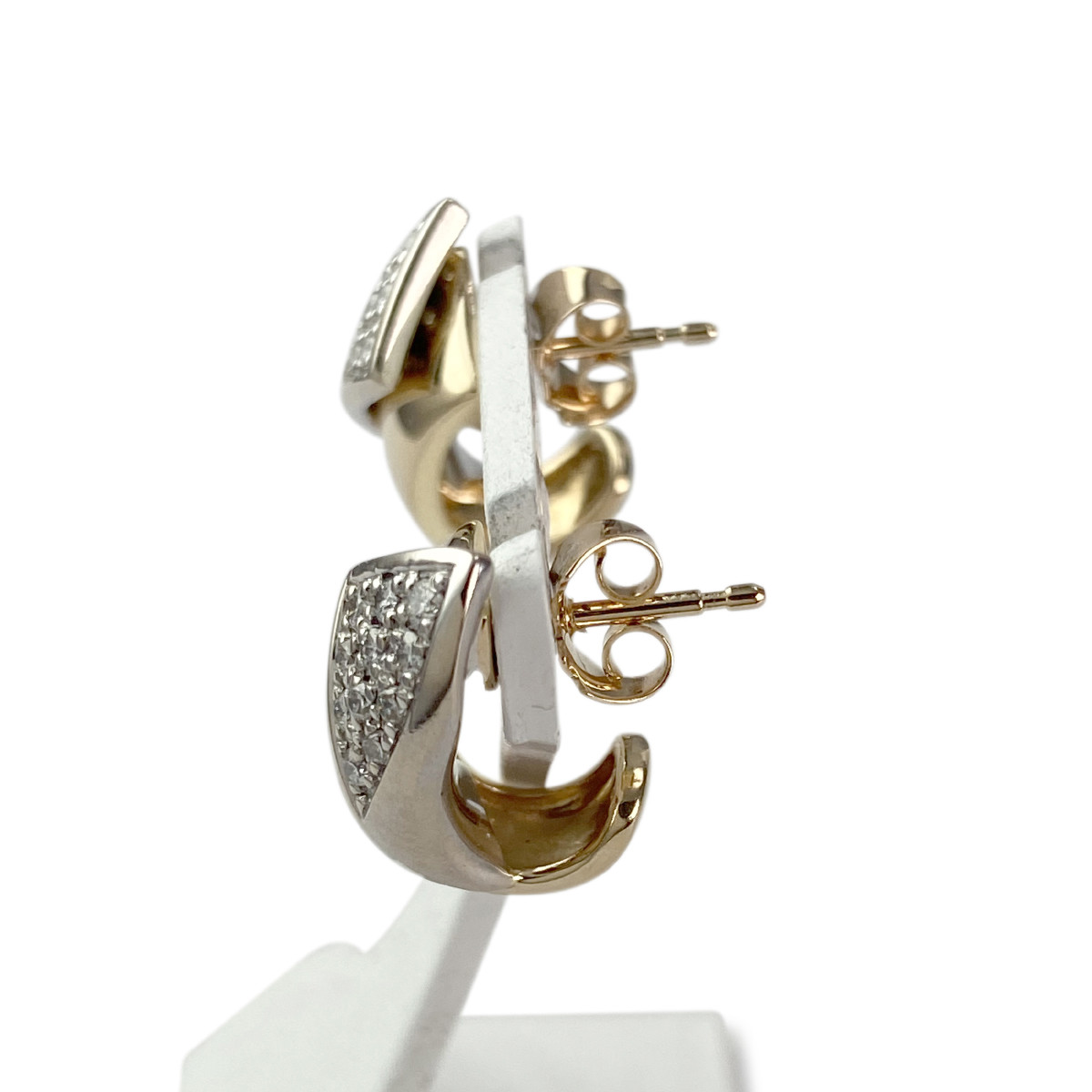 Boucles d'oreilles d'occasion or 750 2 ors diamants - vue 2