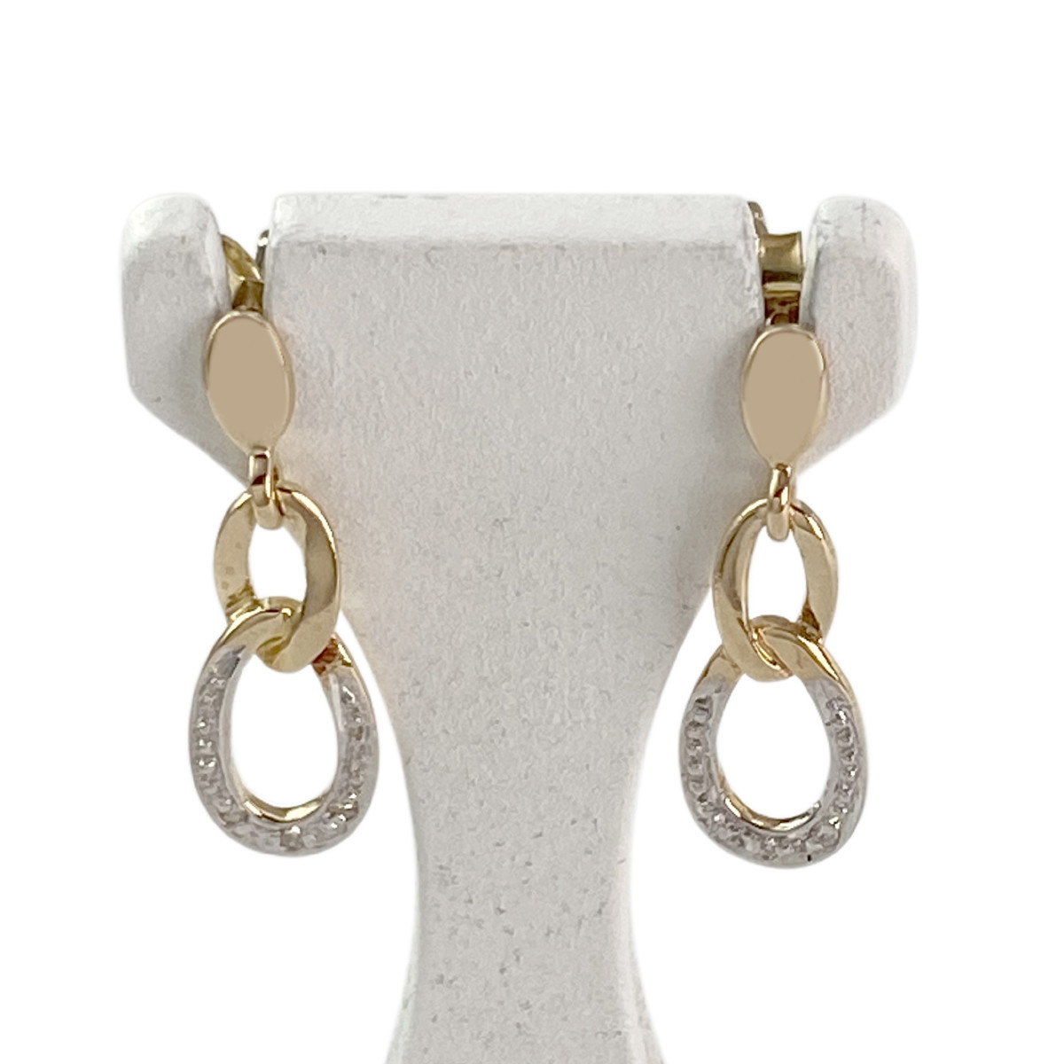 Boucles d'oreilles d'occasion or 750 rhodié 2 tons diamant