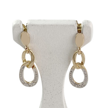 Boucles d'oreilles d'occasion or 750 rhodié 2 tons diamant