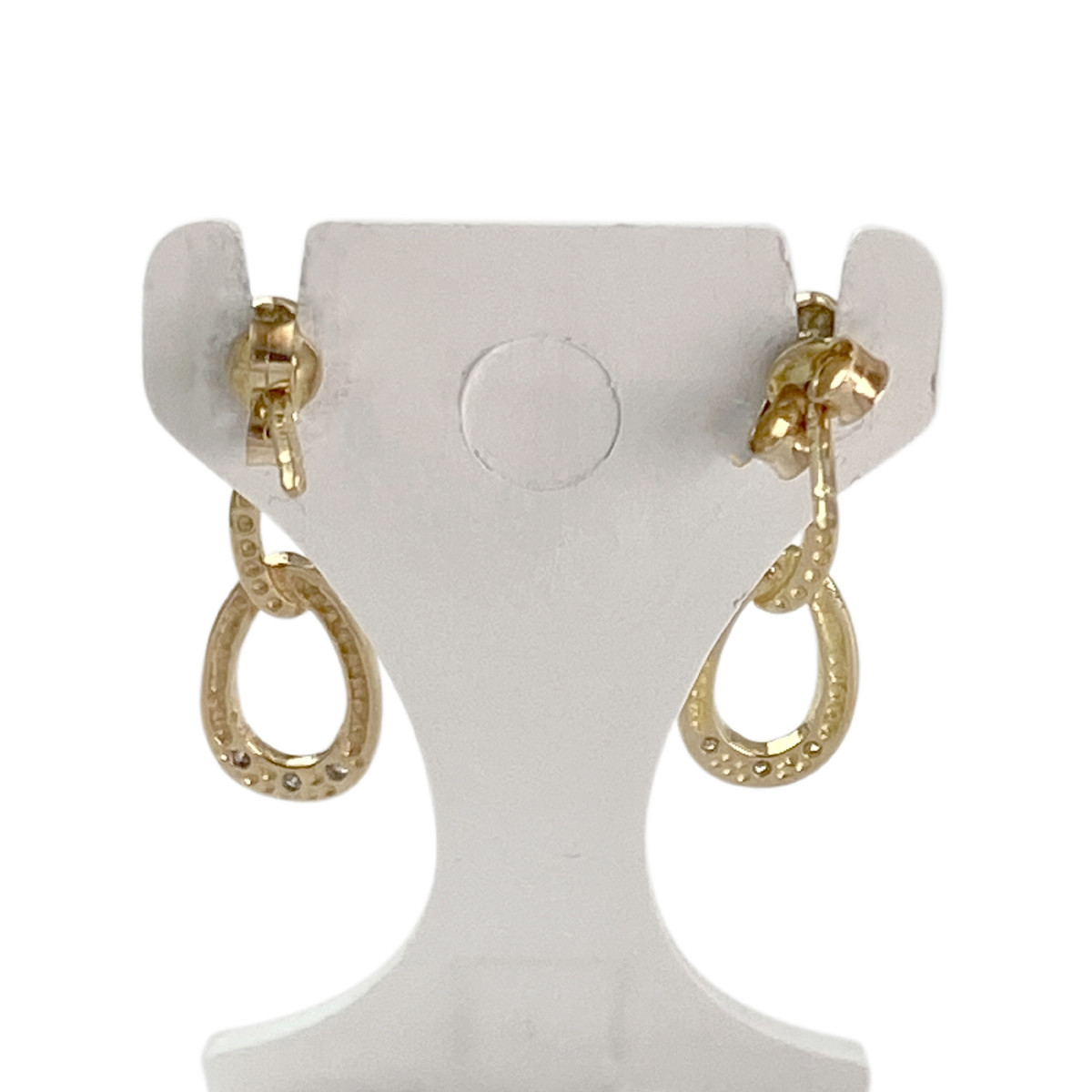 Boucles d'oreilles d'occasion or 750 rhodié 2 tons diamant - vue 3