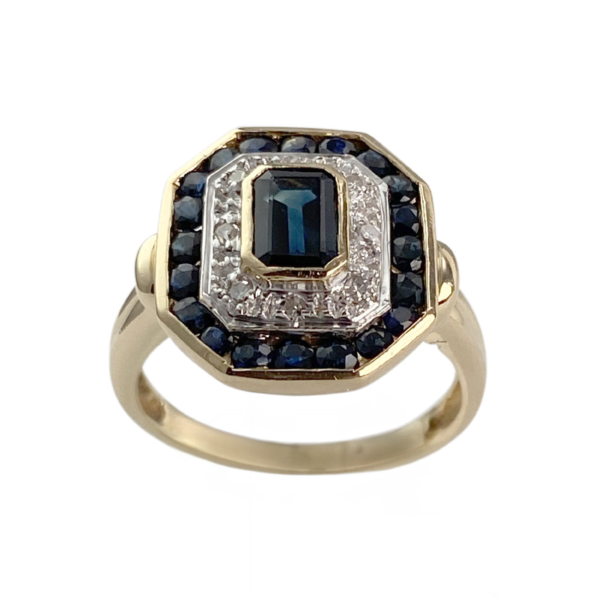 Bague d'occasion or 750 jaune saphir saphir diamant