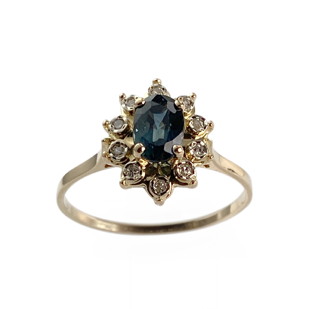 Bague d'occasion or 750 jaune saphir diamant