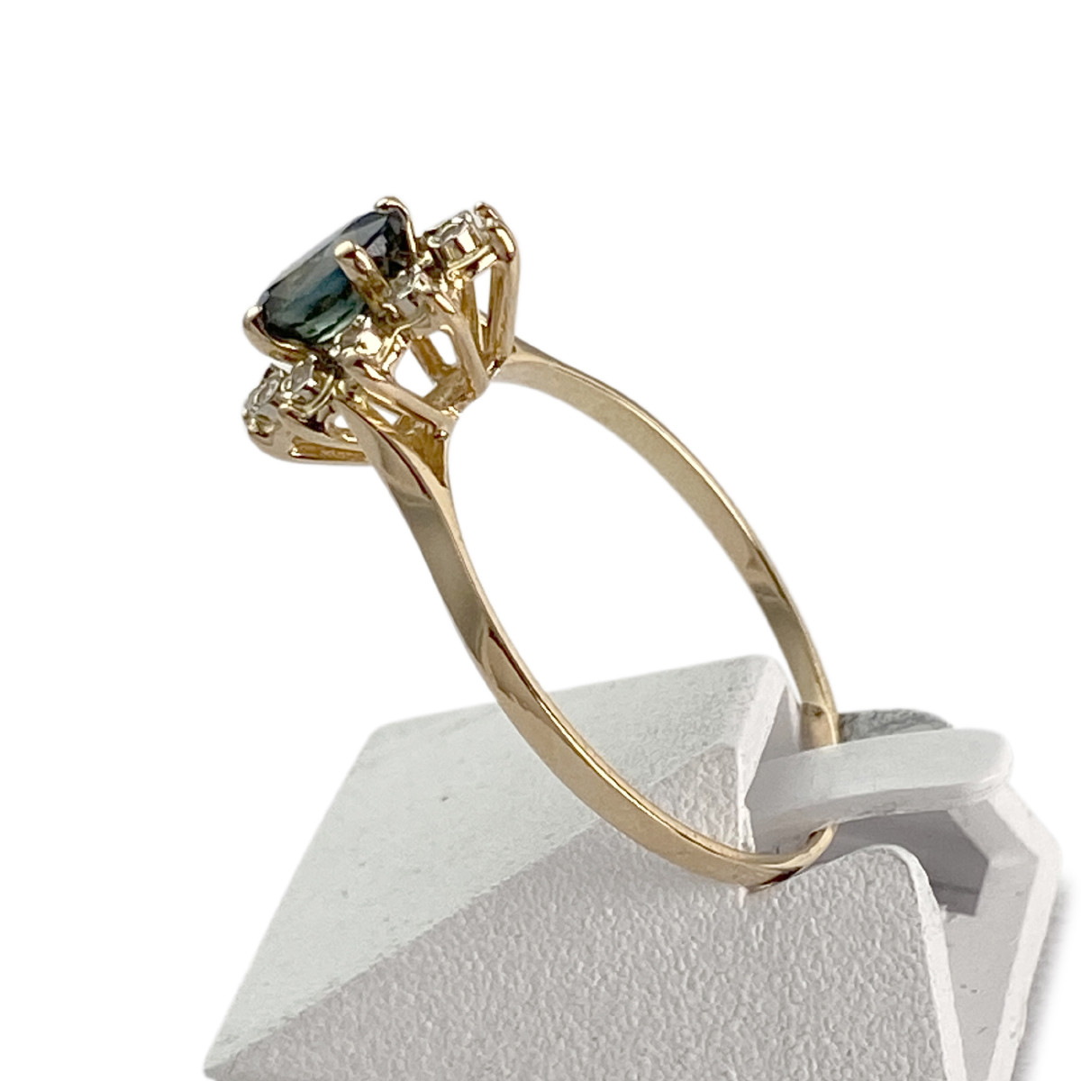 Bague d'occasion or 750 jaune saphir diamant - vue 2