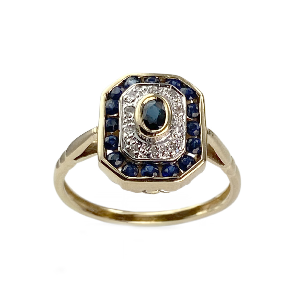 Bague d'occasion or 750 jaune saphir diamant