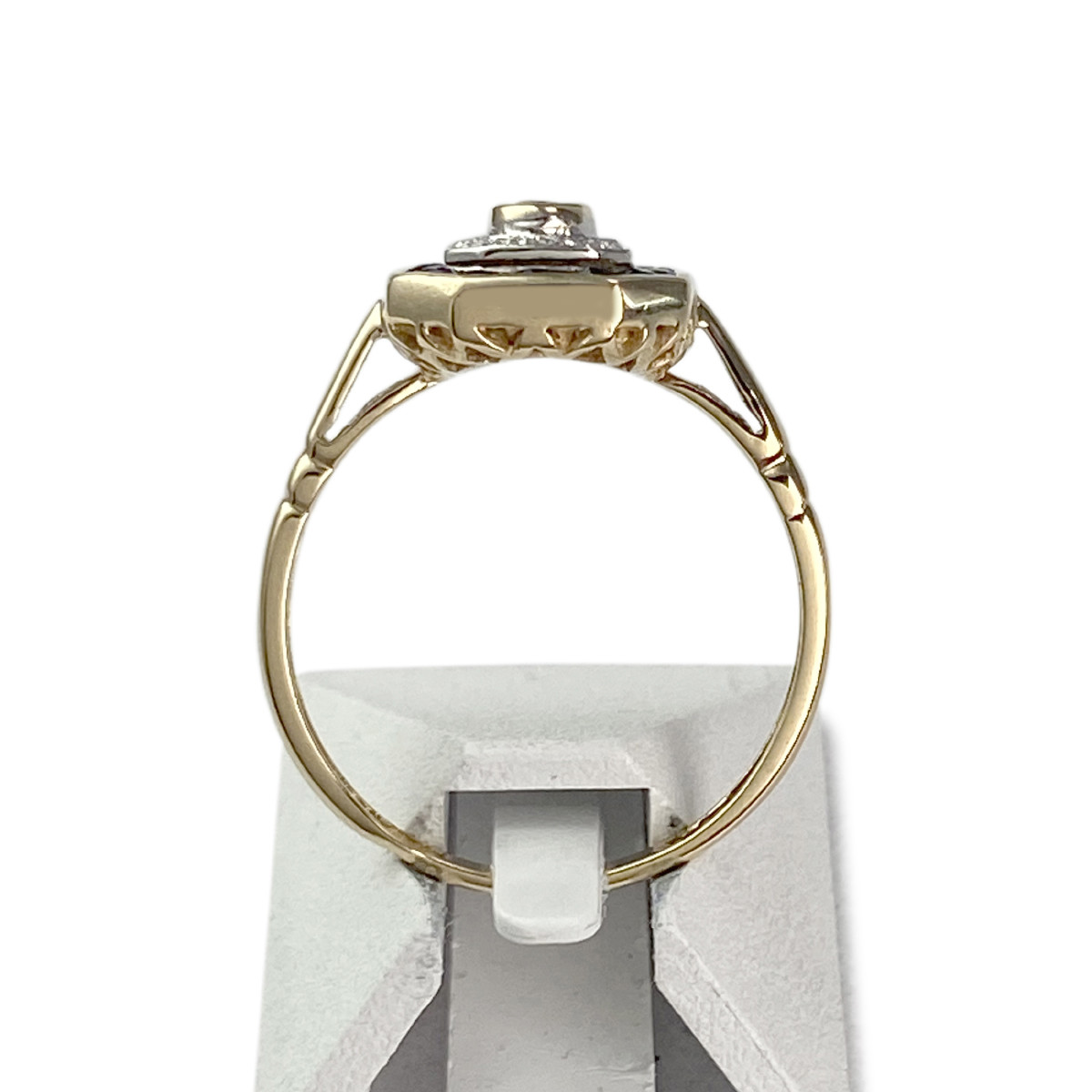 Bague d'occasion or 750 jaune saphir diamant - vue 3