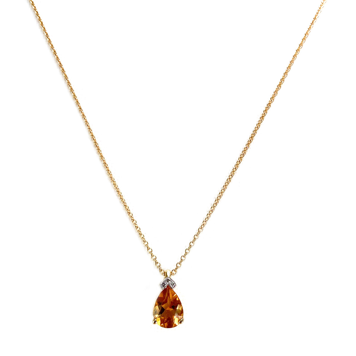 Chaîne d'occasion or 750 jaune maille forçat diamants citrine