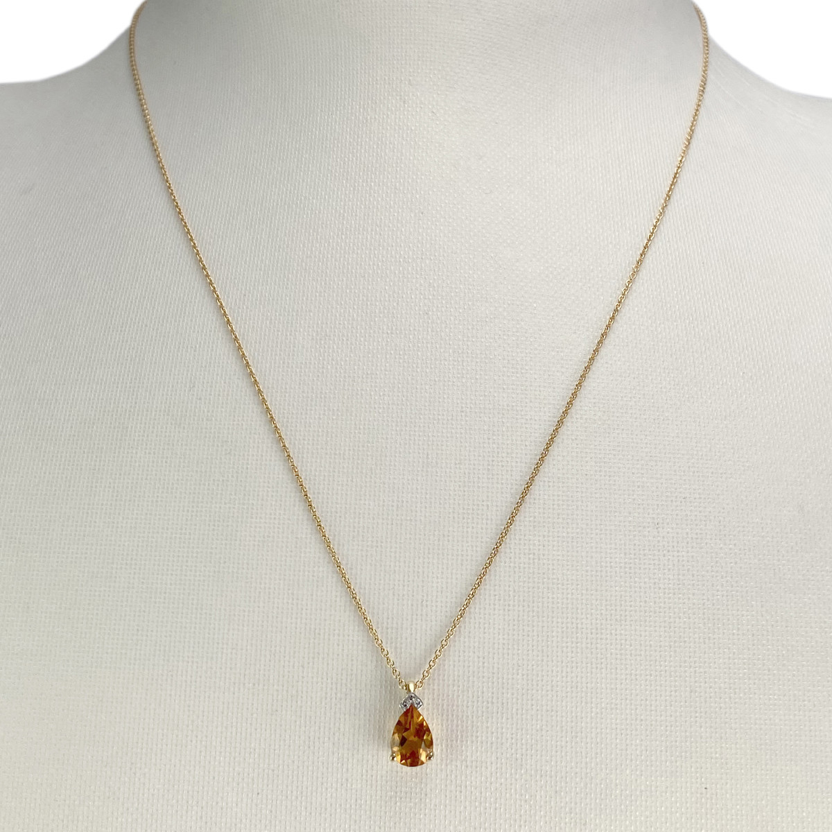 Chaîne d'occasion or 750 jaune maille forçat diamants citrine - vue 2