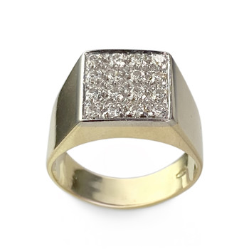 Chevalière d'occasion or 750 2 tons diamants