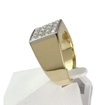 Chevalière d'occasion or 750 2 tons diamants